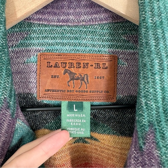 Vintage Ralph Lauren Southwestern Aztec Wool Fringe Jacket Size Large - Picture 4 of 7